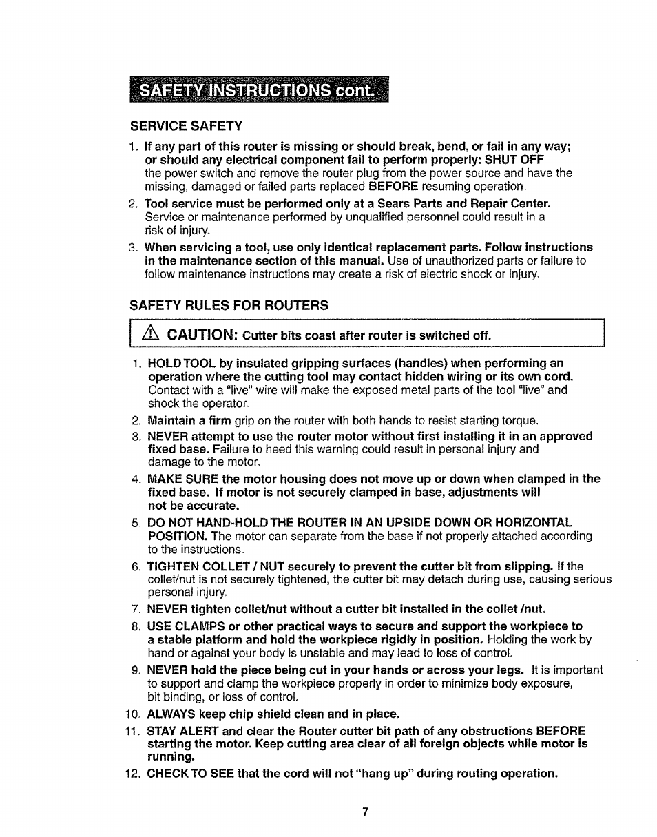 Safety instructions cont | Craftsman 320.17541 User Manual | Page 7 / 40