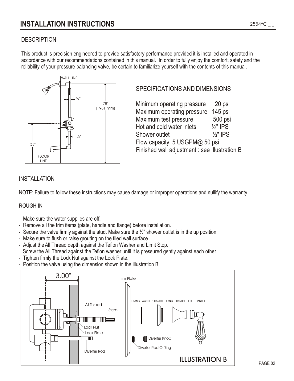 Installation instructions, Illustration b, Description | Installation | Santec 2534YC User Manual | Page 2 / 4