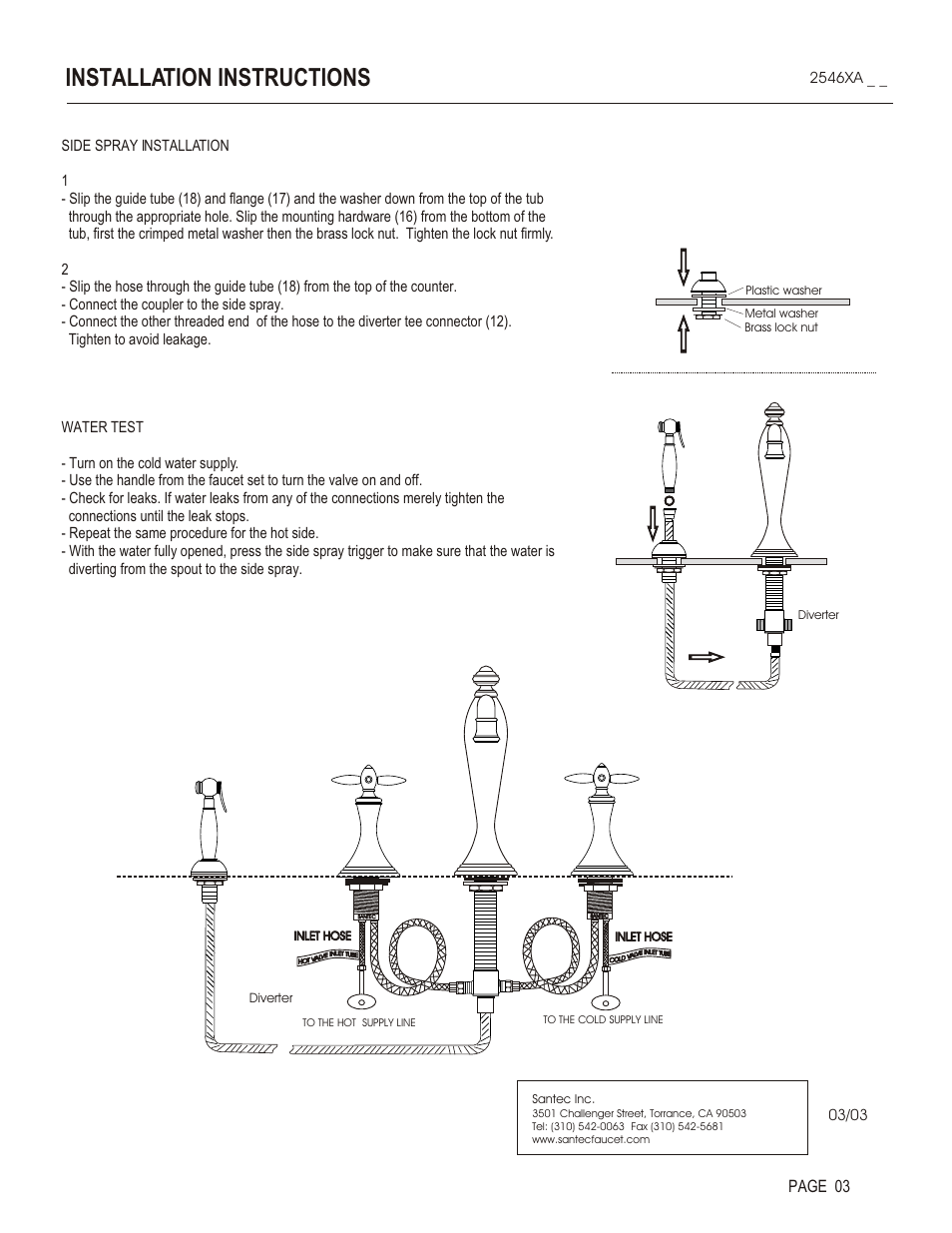 Installation instructions, Page 03 | Santec 2546XA User Manual | Page 3 / 4