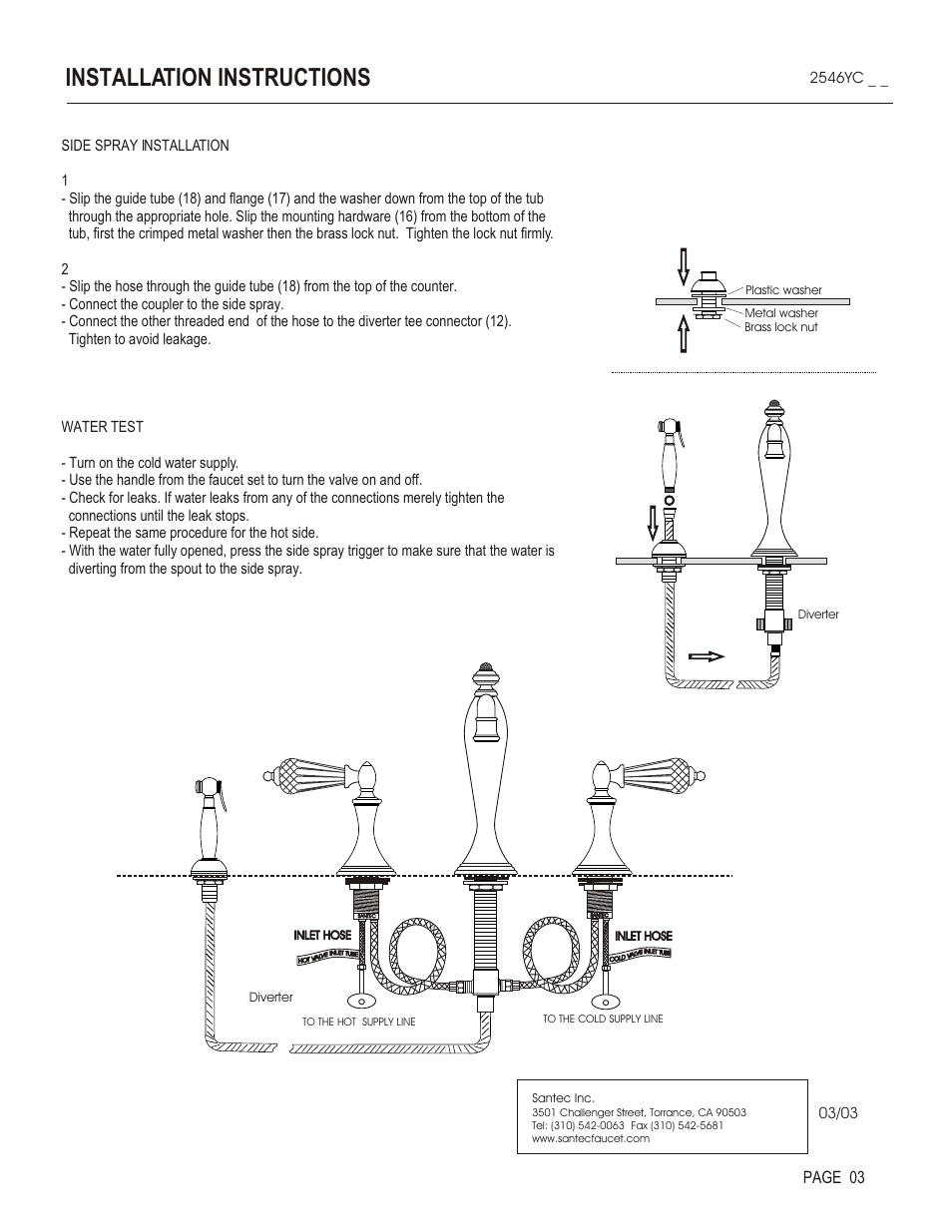 Installation instructions, Page 03 | Santec 2546YC User Manual | Page 3 / 4