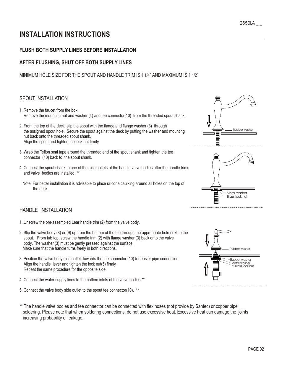 Installation instructions | Santec 2550LA User Manual | Page 2 / 4