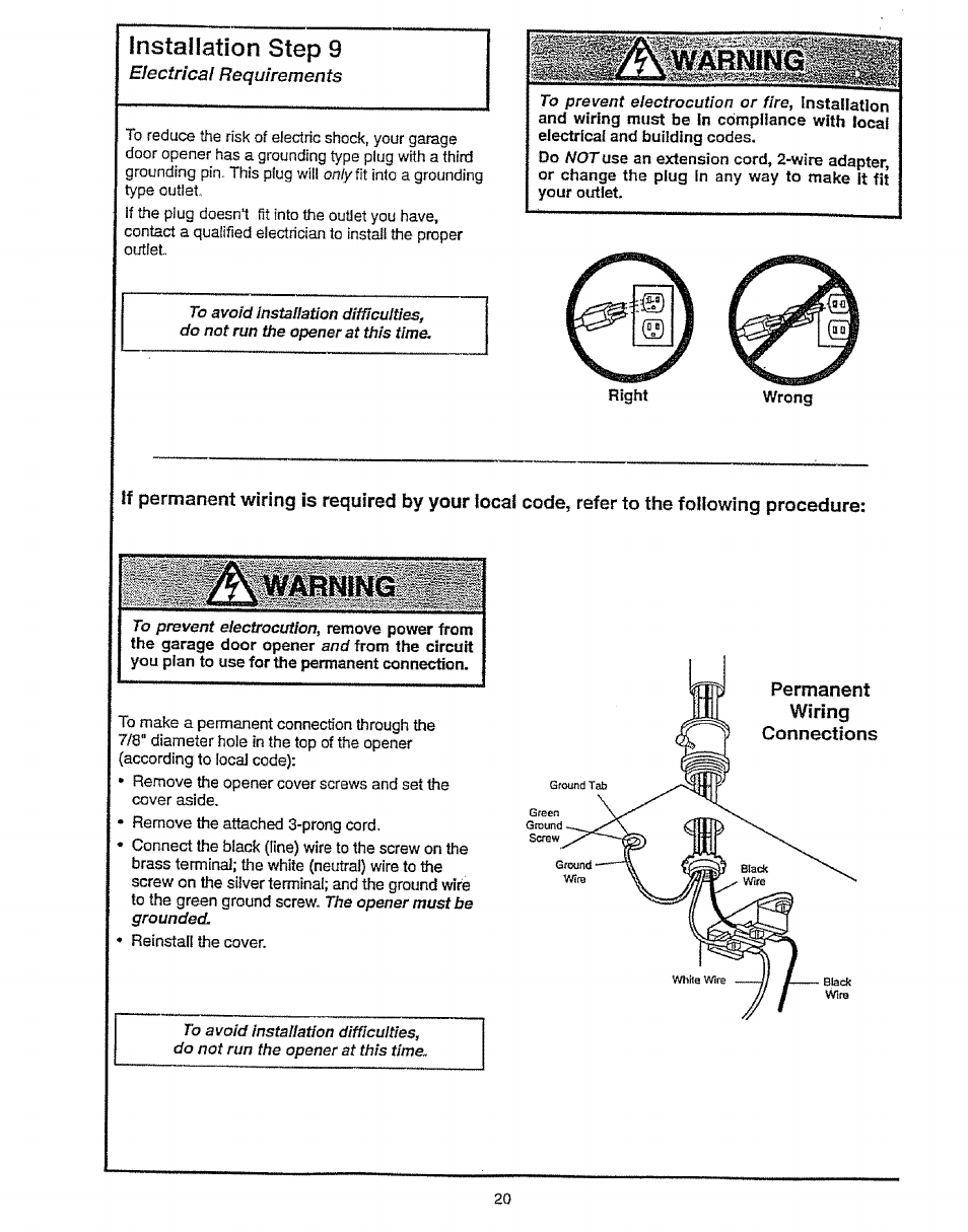 Instaiiation step 9 | Craftsman 139.53675SRT User Manual | Page 20 / 40