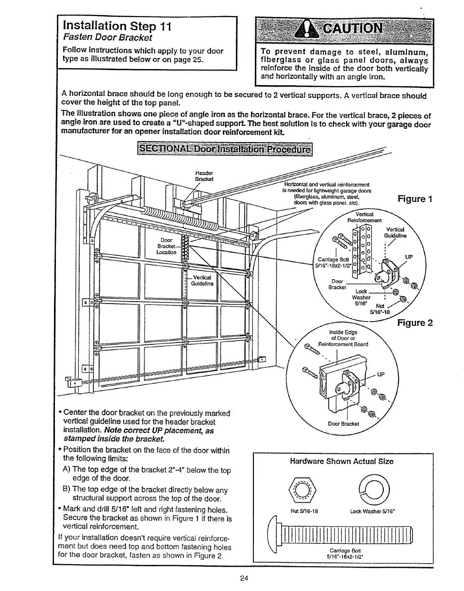 Installation step 11, Figure 1, I luinii | Fasten door bracket | Craftsman 139.53675SRT User Manual | Page 24 / 40