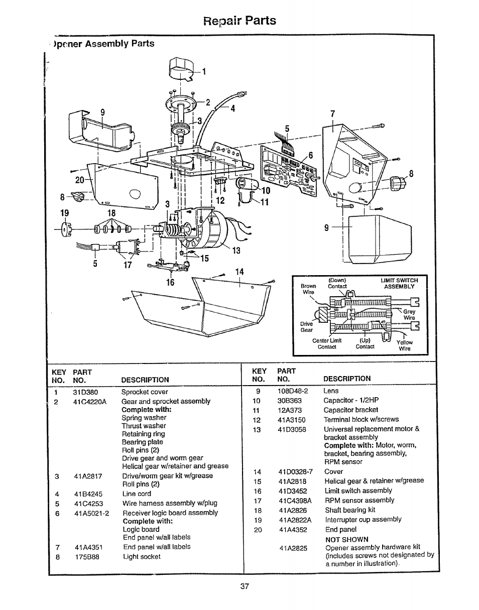 Pctner assembly parts, Repair parts | Craftsman 139.53675SRT User Manual | Page 37 / 40