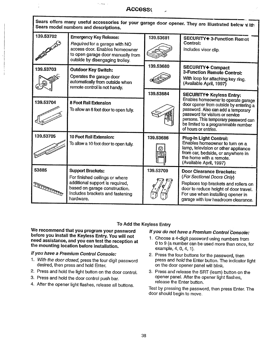 Accessi | Craftsman 139.53675SRT User Manual | Page 38 / 40