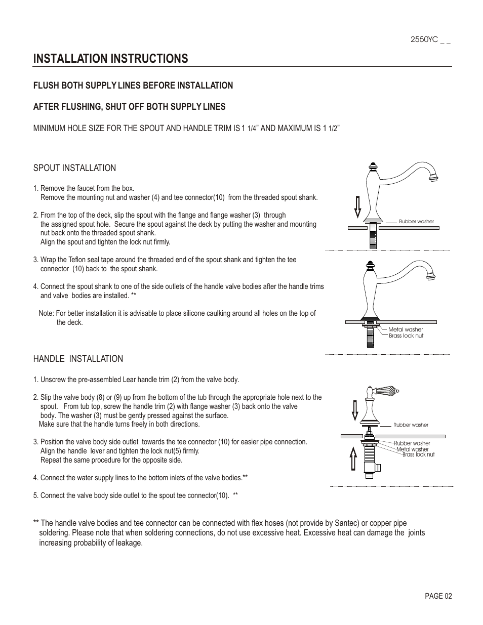 Installation instructions | Santec 2550YC User Manual | Page 2 / 4