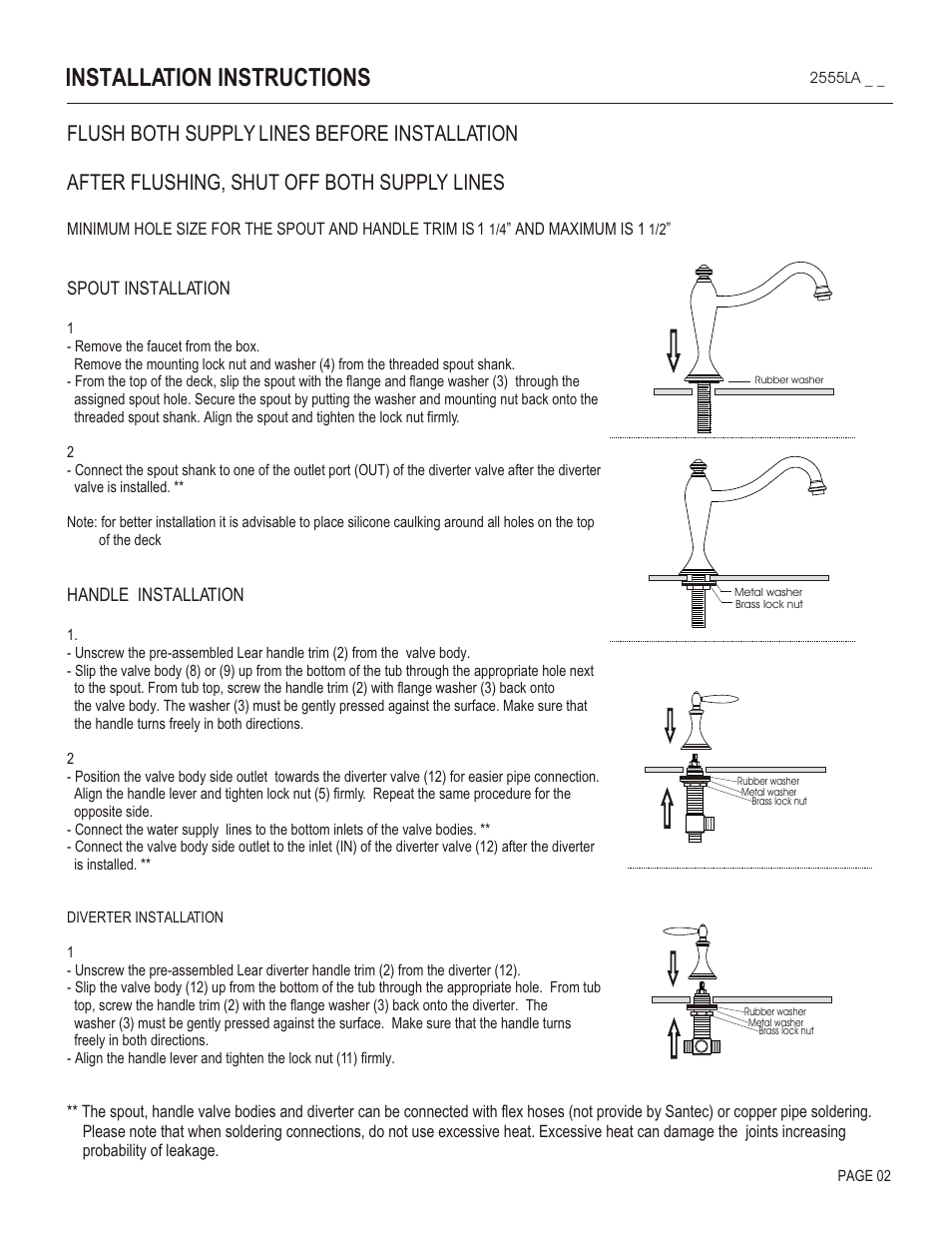 Installation instructions | Santec 2555LA User Manual | Page 2 / 4