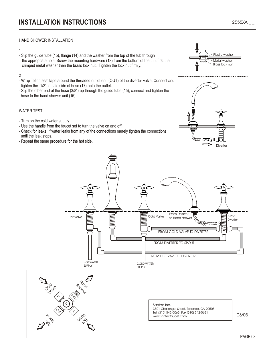 Installation instructions | Santec 2555XA User Manual | Page 3 / 4
