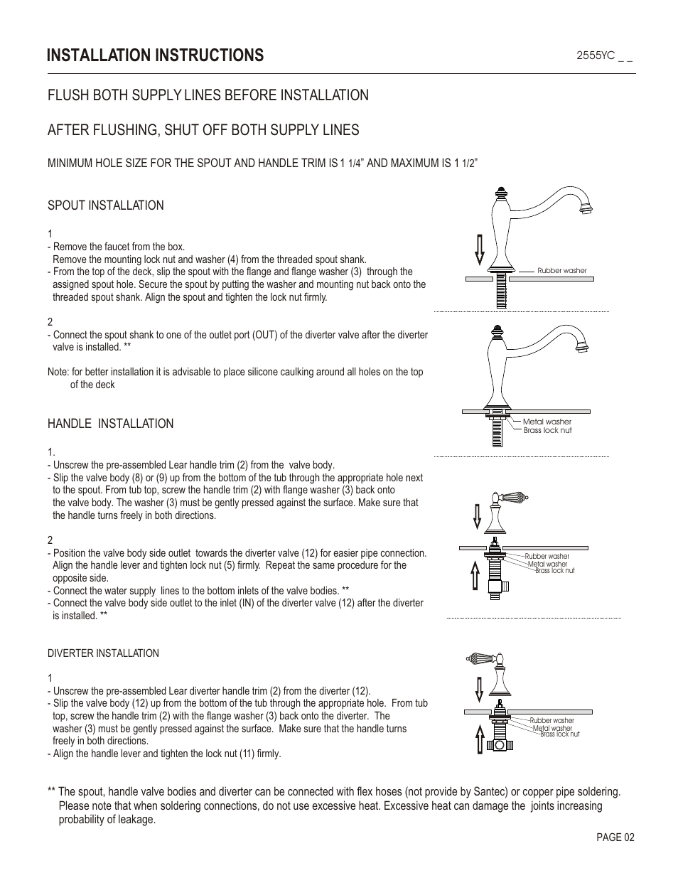 Installation instructions | Santec 2555YC User Manual | Page 2 / 4
