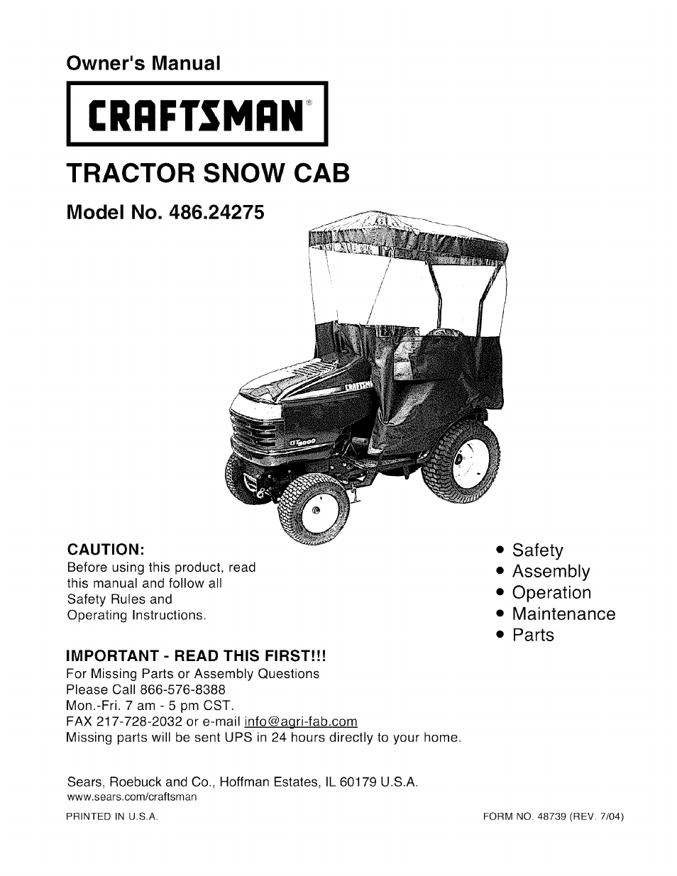 Craftsman 486.24275 User Manual | 8 pages