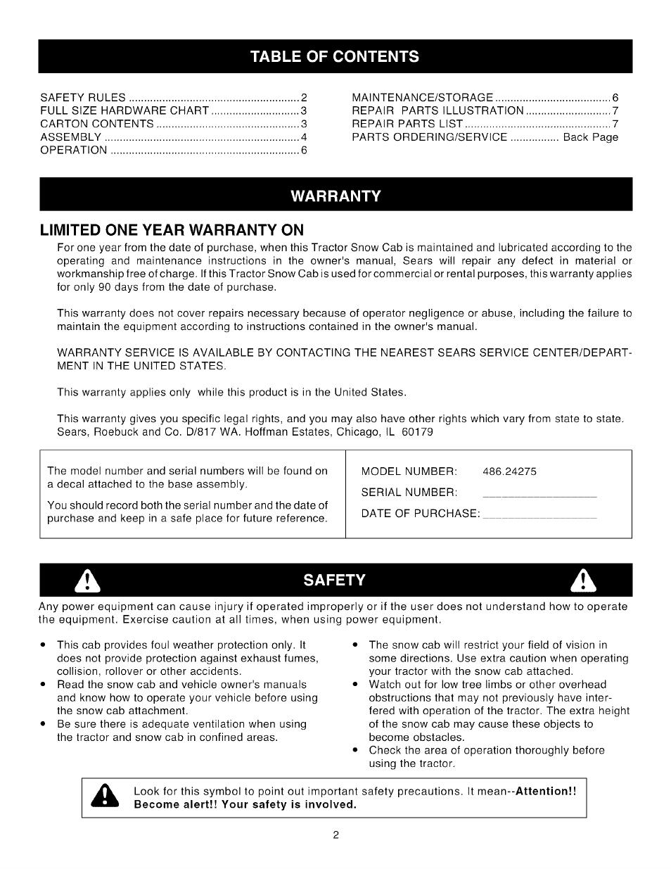 Craftsman 486.24275 User Manual | Page 2 / 8