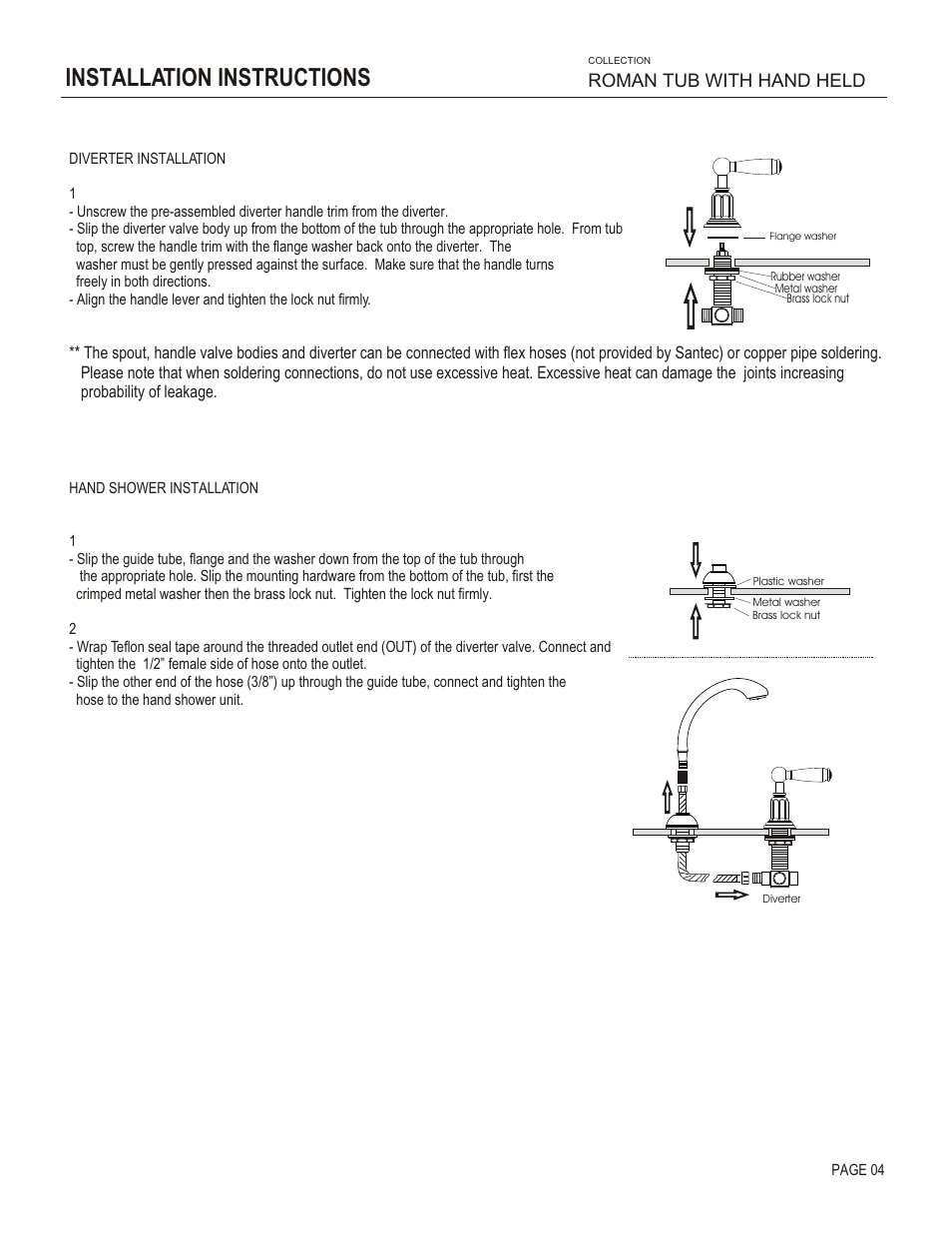 Installation instructions, Roman tub with hand held | Santec 2655EZ User Manual | Page 4 / 6