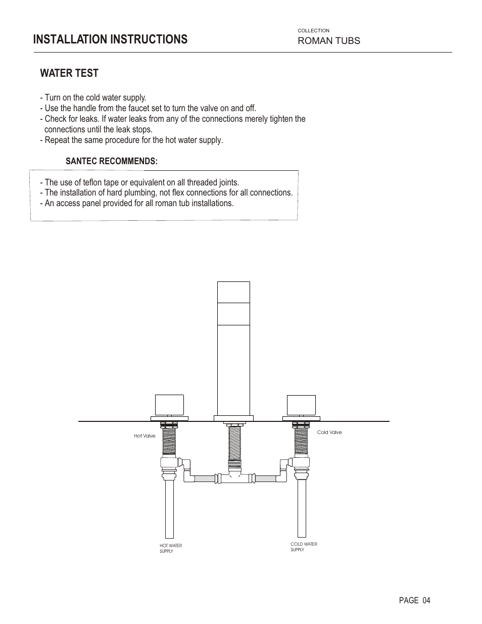 Installation instructions, Water test | Santec 2850MO User Manual | Page 4 / 5