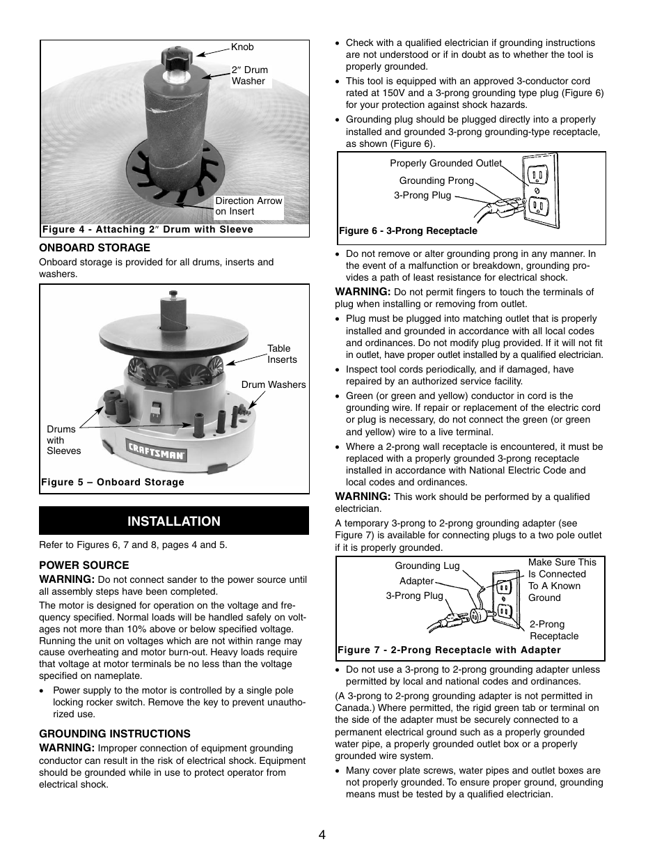 Installation | Craftsman 351.215 User Manual | Page 4 / 12