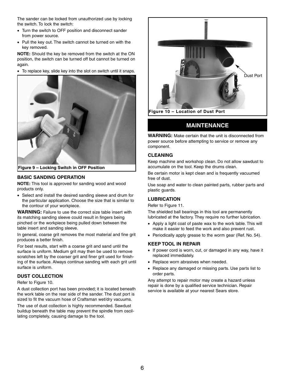 Maintenance | Craftsman 351.215 User Manual | Page 6 / 12