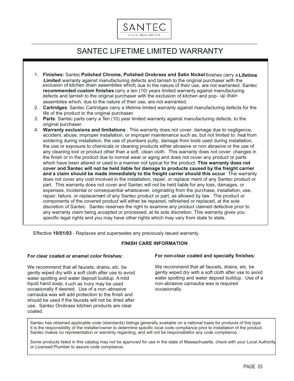 Santec lifetime limited warranty | Santec 2966VA User Manual | Page 3 / 3