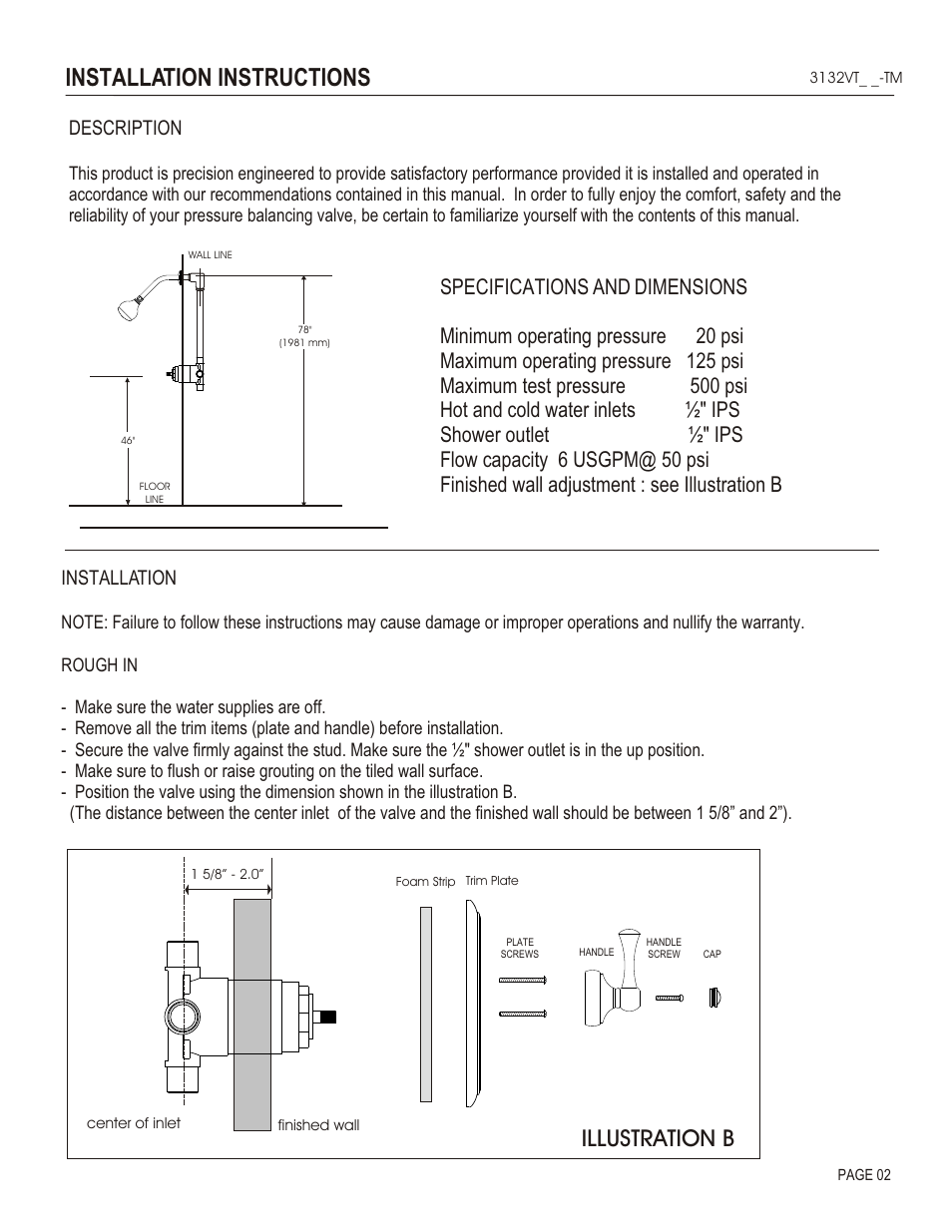 Installation instructions, Illustration b, Description | Installation | Santec 3132VT User Manual | Page 2 / 4