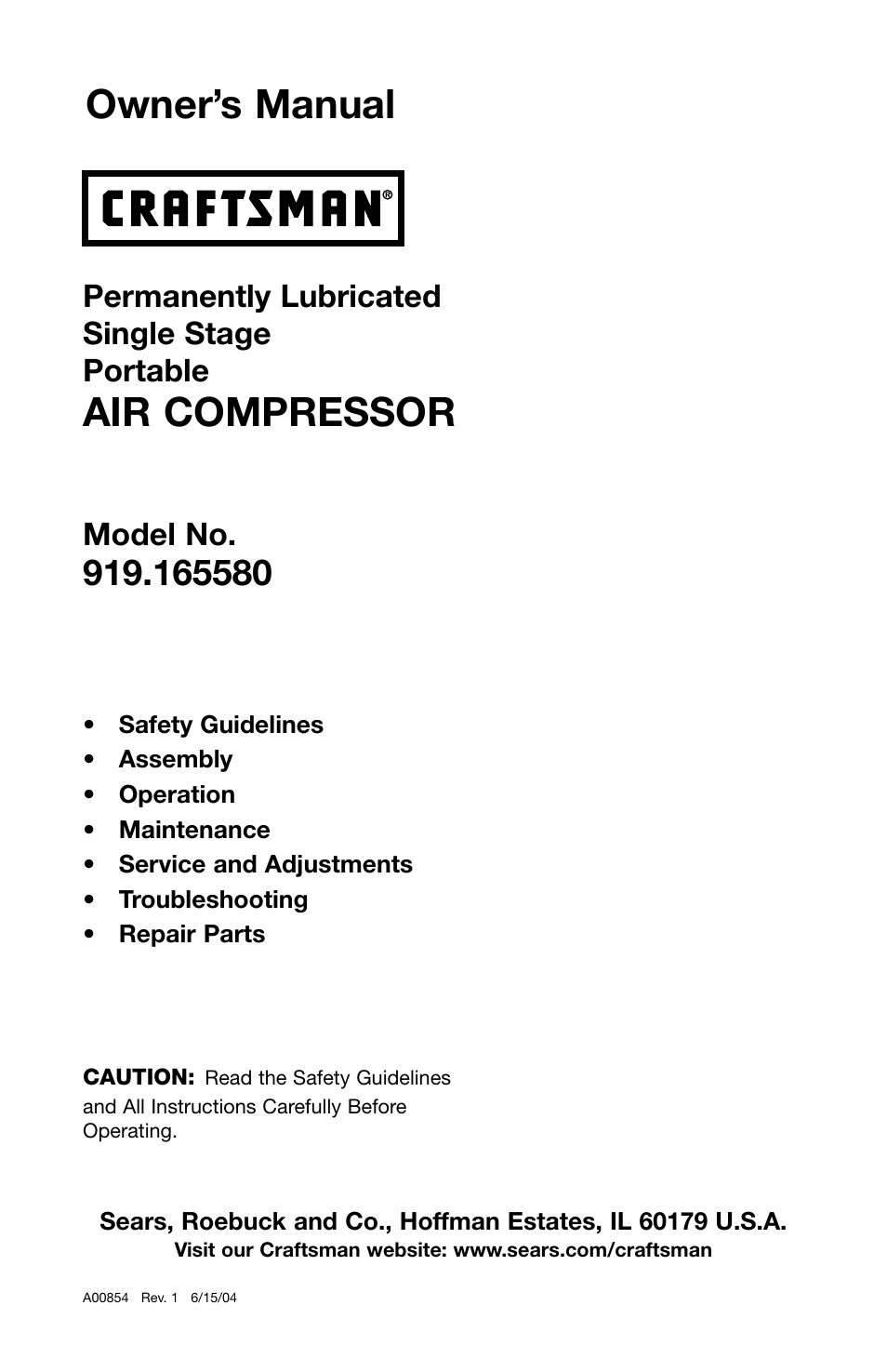 Craftsman 919.16558 User Manual | 48 pages