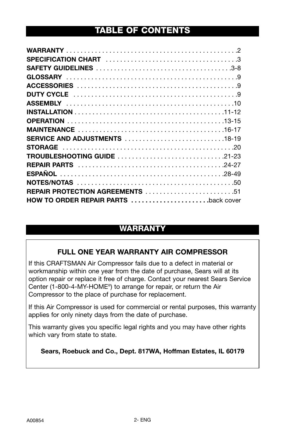 Craftsman 919.16558 User Manual | Page 2 / 48