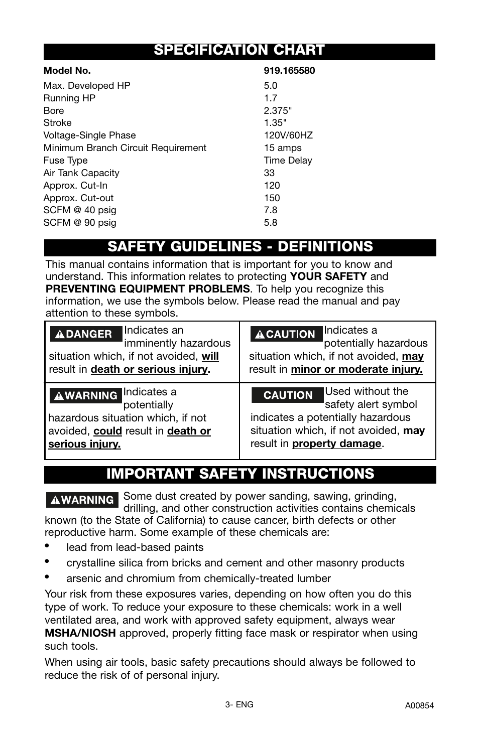 Important safety instructions | Craftsman 919.16558 User Manual | Page 3 / 48