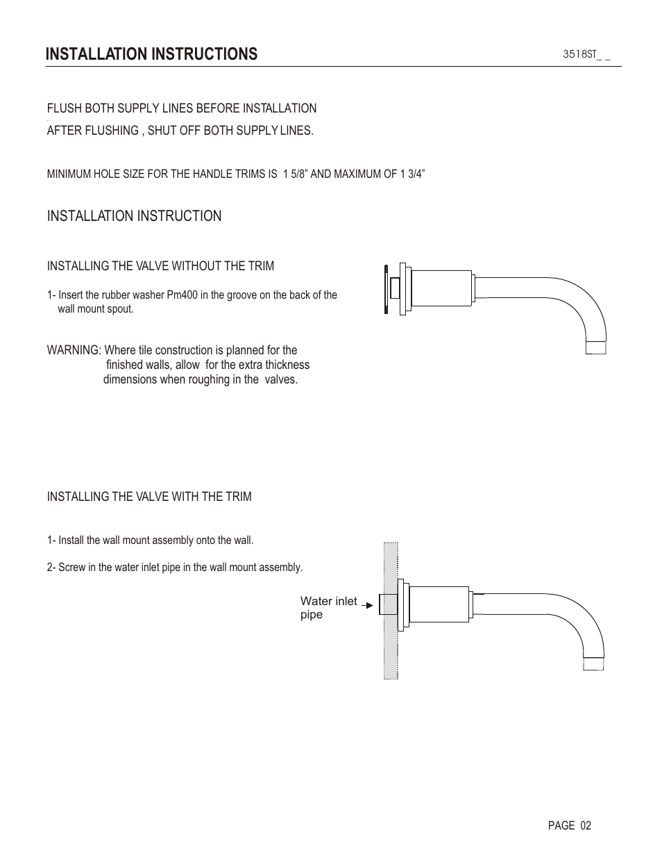 Installation instructions, Installation instruction | Santec 3518ST User Manual | Page 2 / 4
