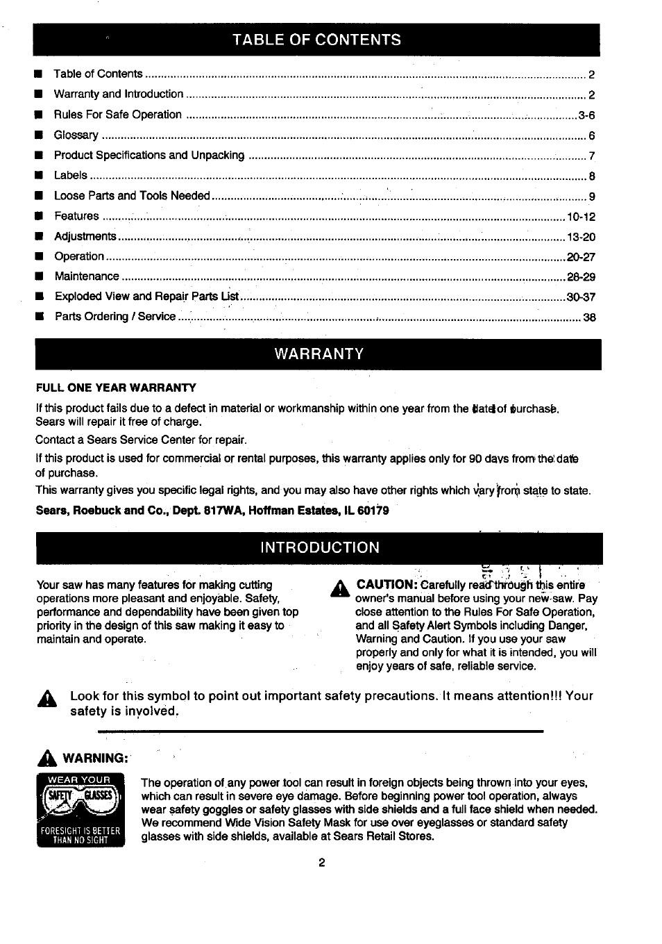 Craftsman 315.212080 User Manual | Page 2 / 36