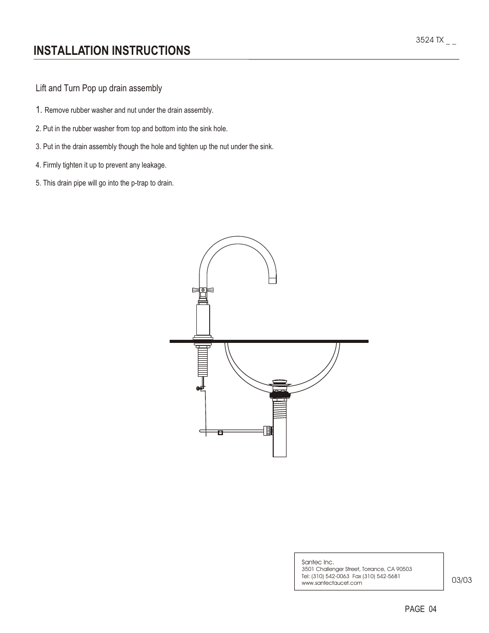 Installation instructions | Santec 3524TX User Manual | Page 4 / 4