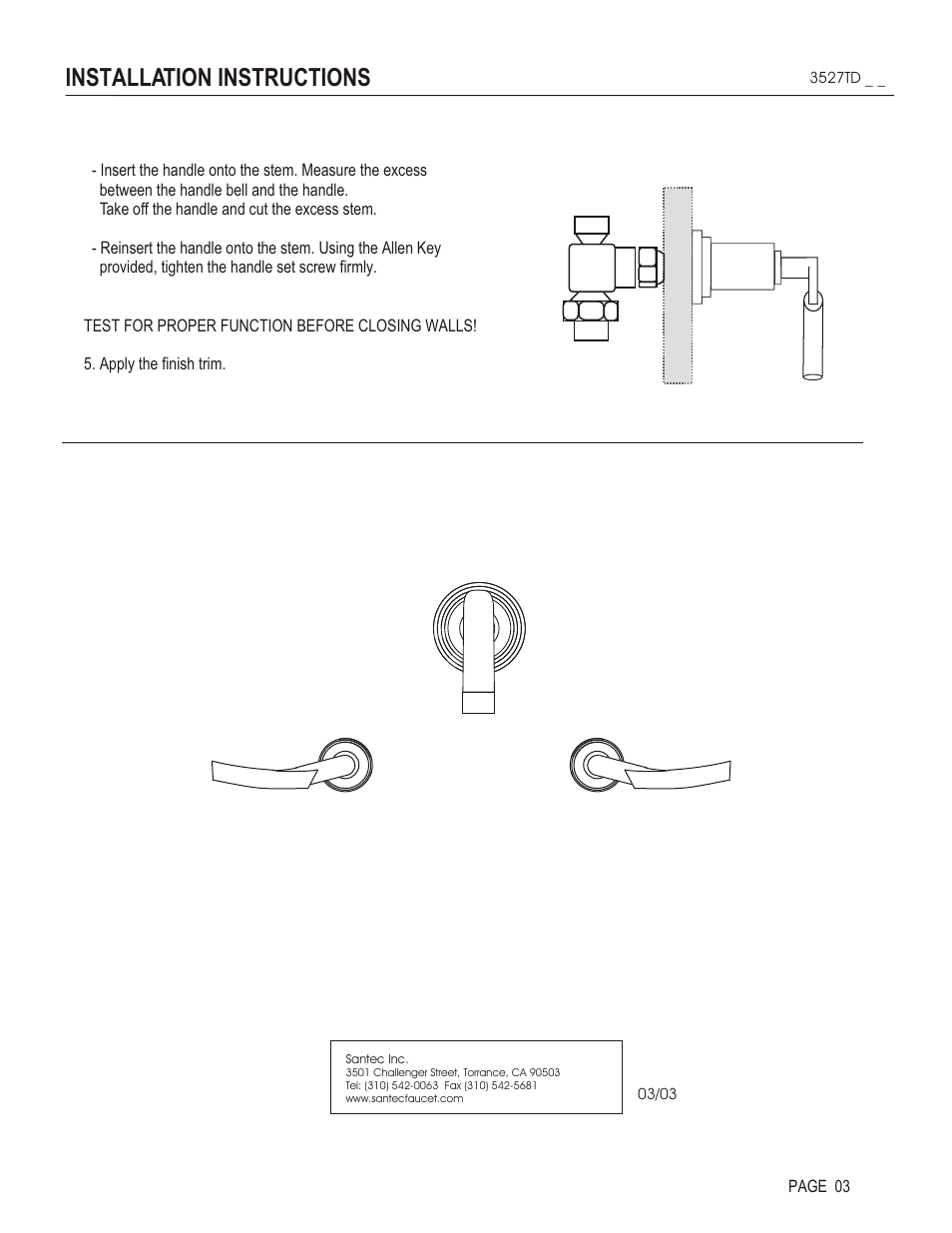 Installation instructions | Santec 3527TD User Manual | Page 3 / 4