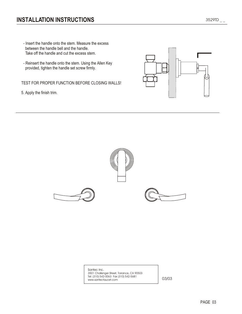 Installation instructions | Santec 3529TD User Manual | Page 3 / 4