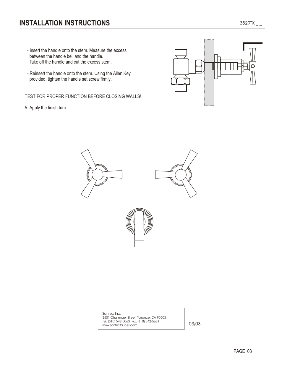 Installation instructions | Santec 3529TX User Manual | Page 3 / 4