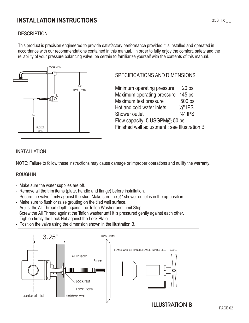 Installation instructions, Illustration b, Description | Installation | Santec 3531TX User Manual | Page 2 / 4
