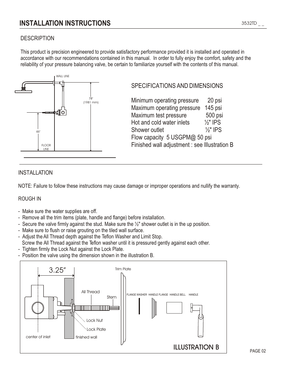 Installation instructions, Illustration b, Description | Installation | Santec 3532TD User Manual | Page 2 / 4
