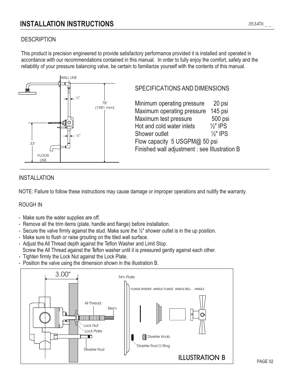 Installation instructions, Illustration b, Description | Installation | Santec 3534TX User Manual | Page 2 / 4