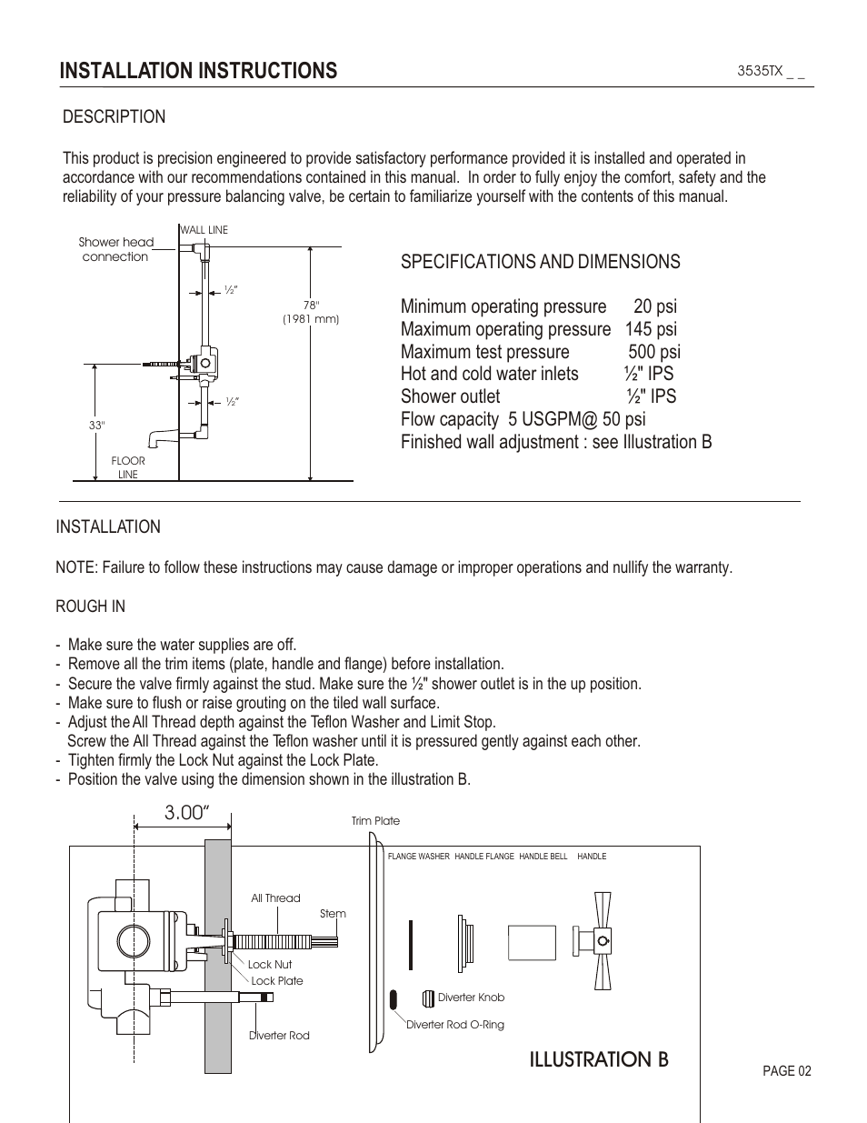 Installation instructions, Illustration b, Description | Installation | Santec 3535TX User Manual | Page 2 / 4