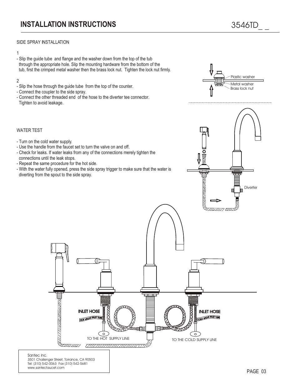 3546td, Installation instructions, Page 03 | Santec 3546TD User Manual | Page 3 / 4