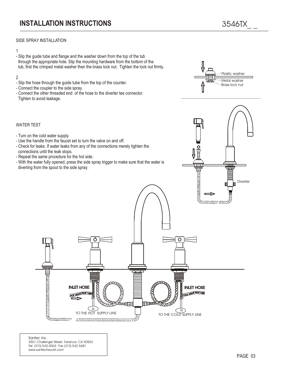 3546tx, Installation instructions, Page 03 | Santec 3546TX User Manual | Page 3 / 4