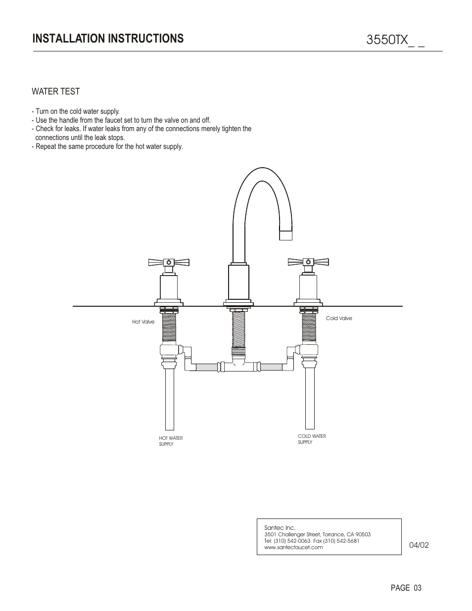 3550tx, Installation instructions | Santec 3550TX User Manual | Page 3 / 4