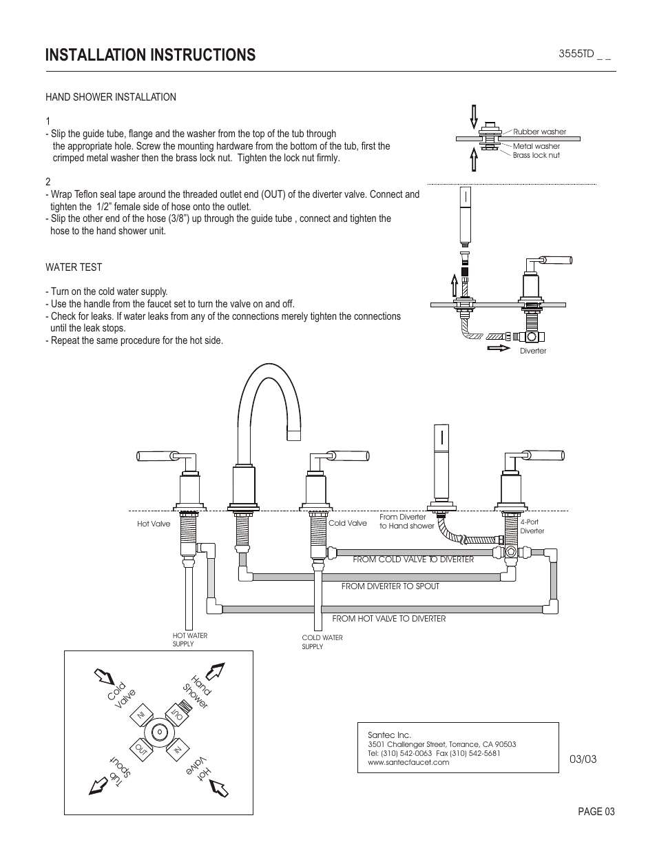 Installation instructions | Santec 3555TD User Manual | Page 3 / 4