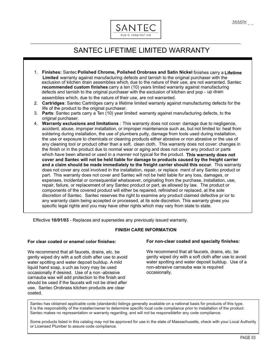Santec lifetime limited warranty | Santec 3555TX User Manual | Page 4 / 4
