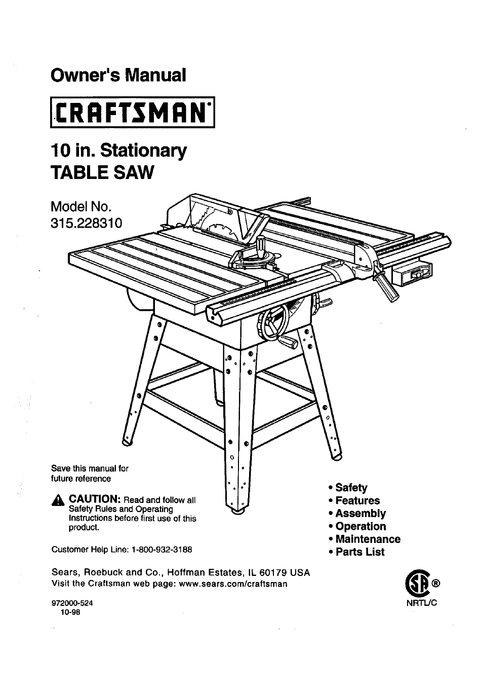 Craftsman 315.228310 User Manual | 64 pages