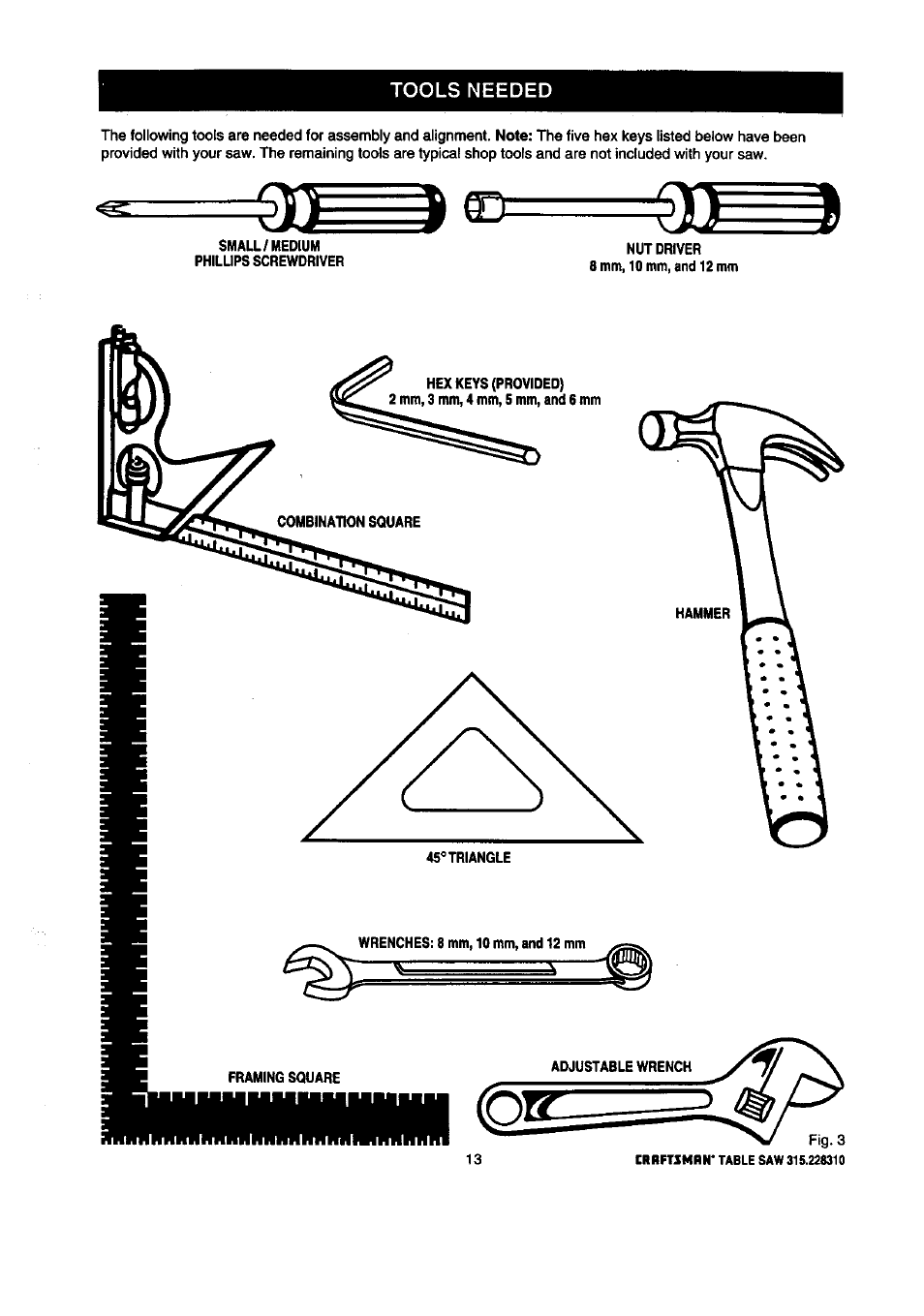Tools needed | Craftsman 315.228310 User Manual | Page 13 / 64