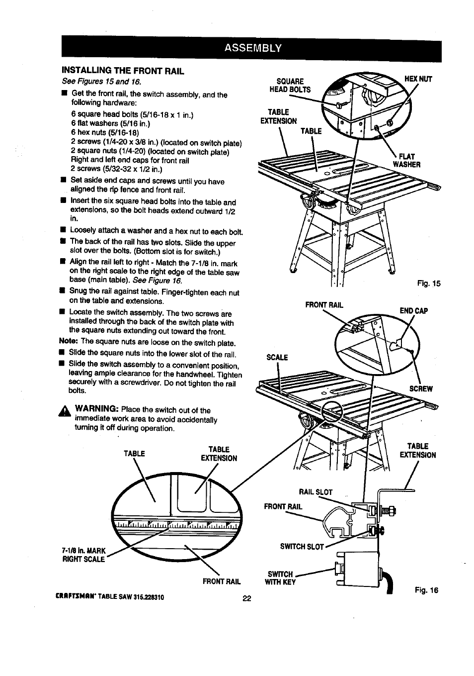 Assembly | Craftsman 315.228310 User Manual | Page 22 / 64