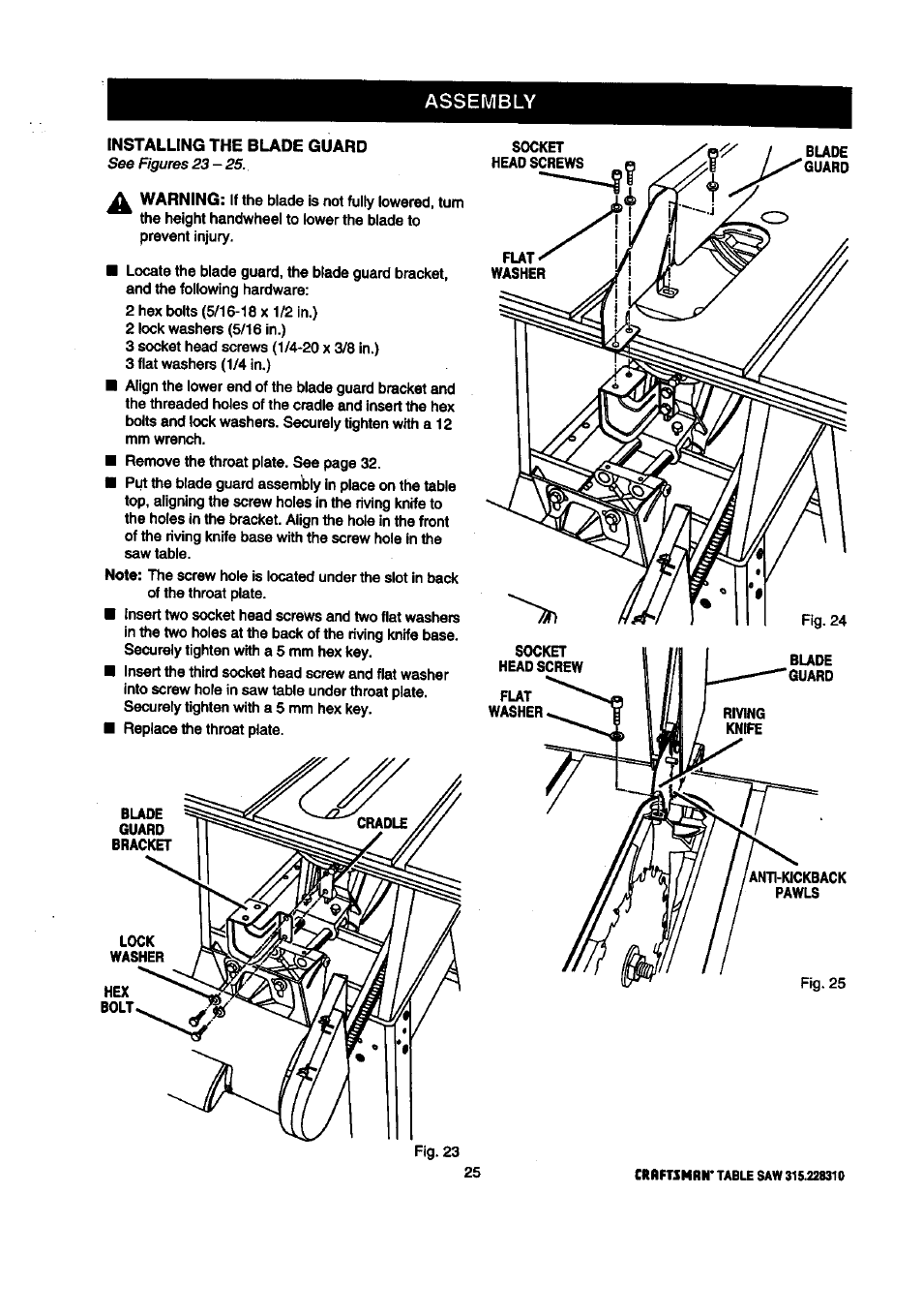 Assembly | Craftsman 315.228310 User Manual | Page 25 / 64