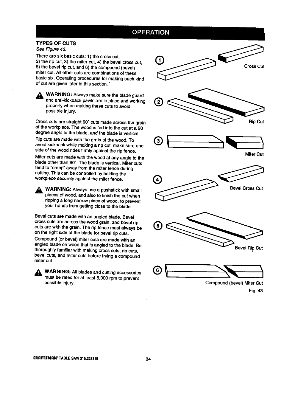 Operation | Craftsman 315.228310 User Manual | Page 34 / 64