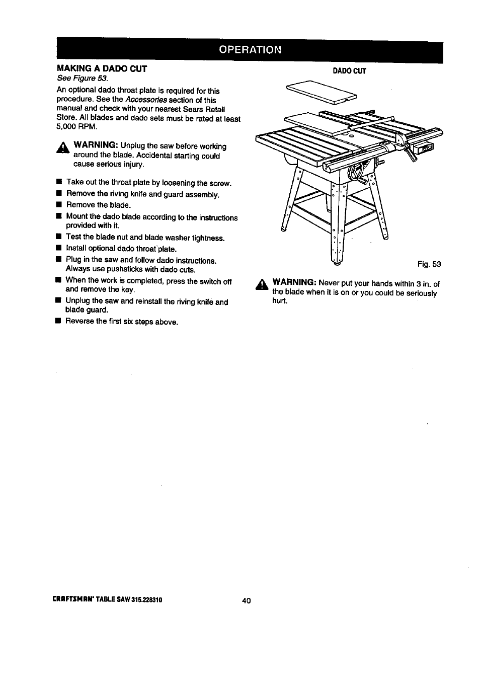 Operation | Craftsman 315.228310 User Manual | Page 40 / 64