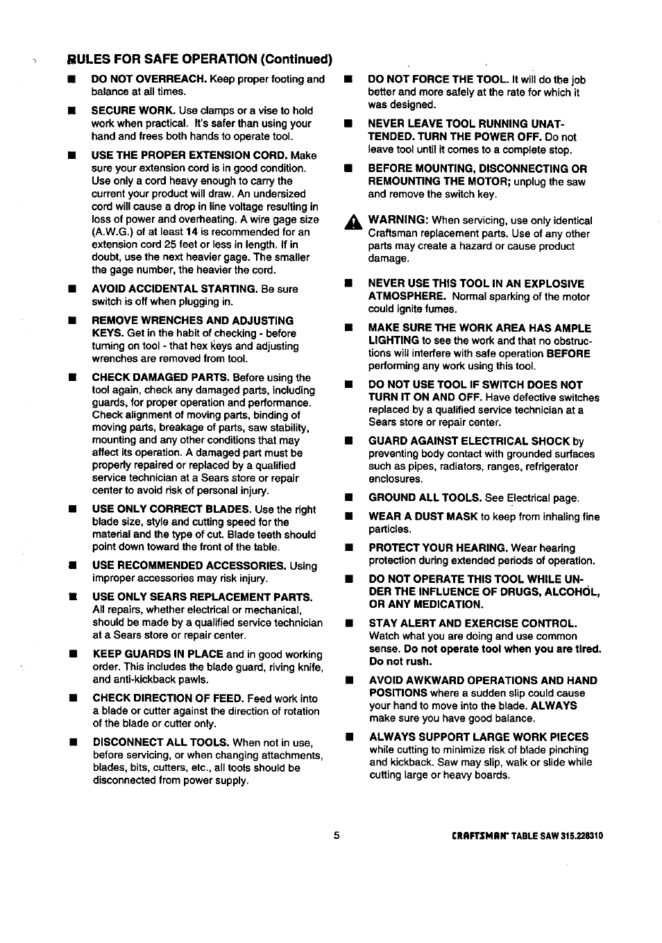 Craftsman 315.228310 User Manual | Page 5 / 64