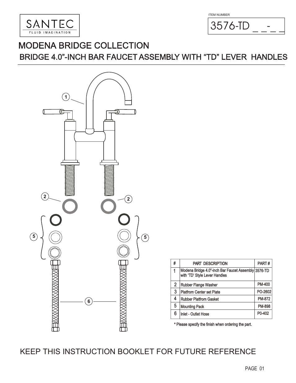 Santec 3576TD User Manual | 4 pages