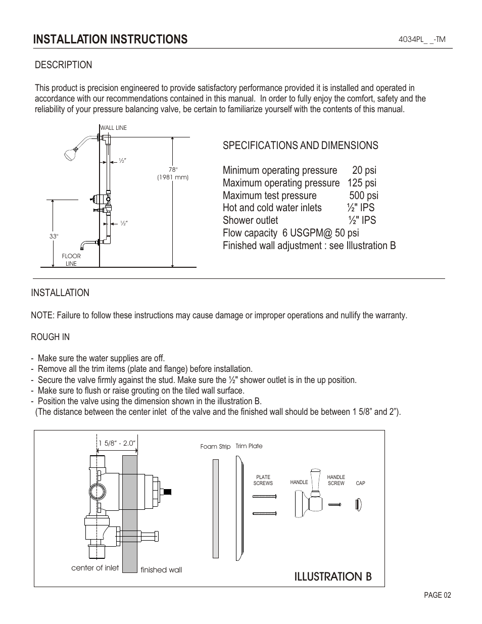 Installation instructions, Illustration b, Description | Installation | Santec 4034PL User Manual | Page 2 / 4