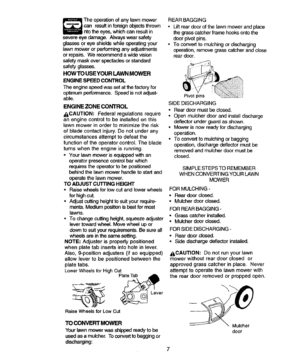 Howto use your lawn mower, To convert mower | Craftsman 917.388410 User Manual | Page 7 / 24
