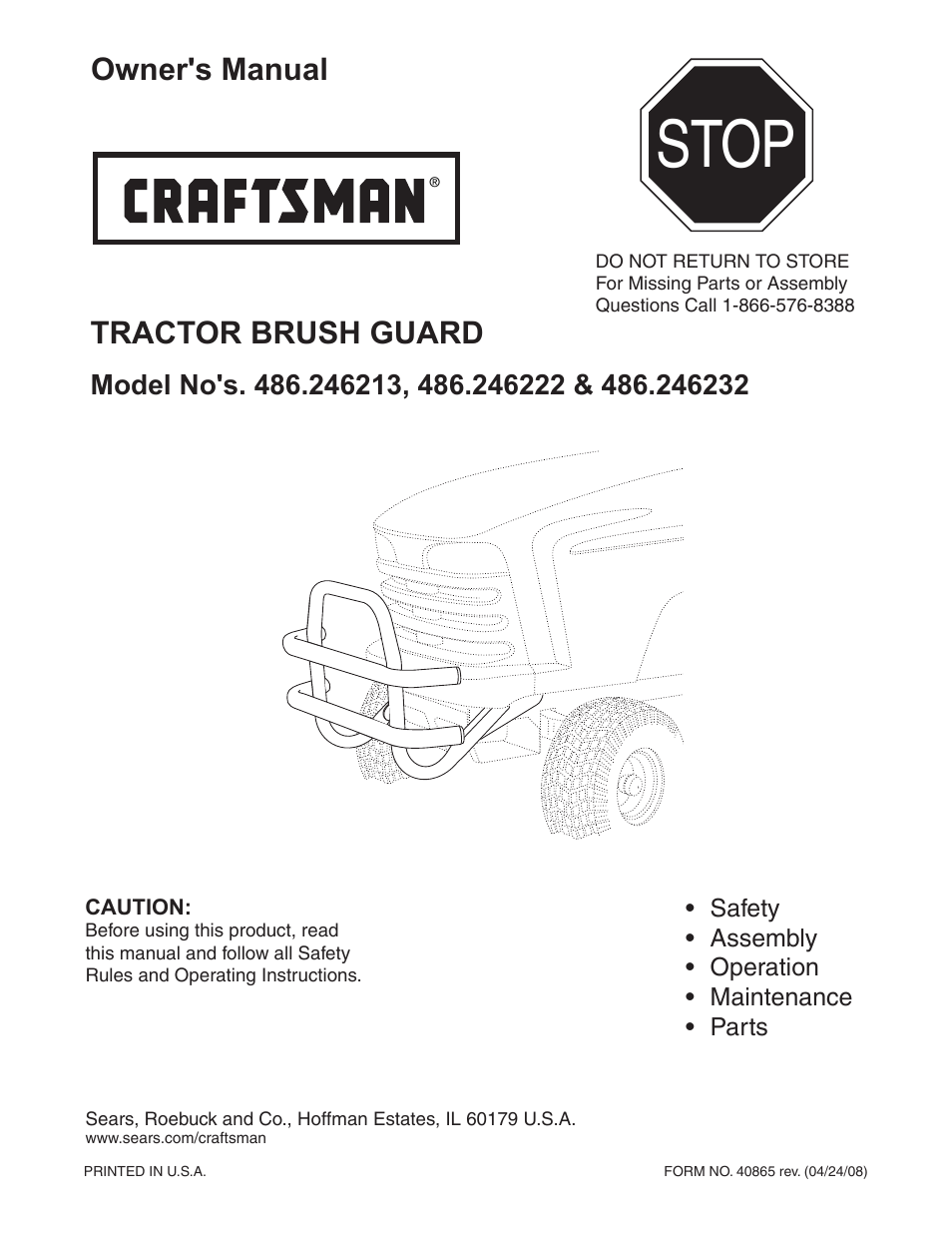 Craftsman ASF 486.246222 User Manual | 8 pages